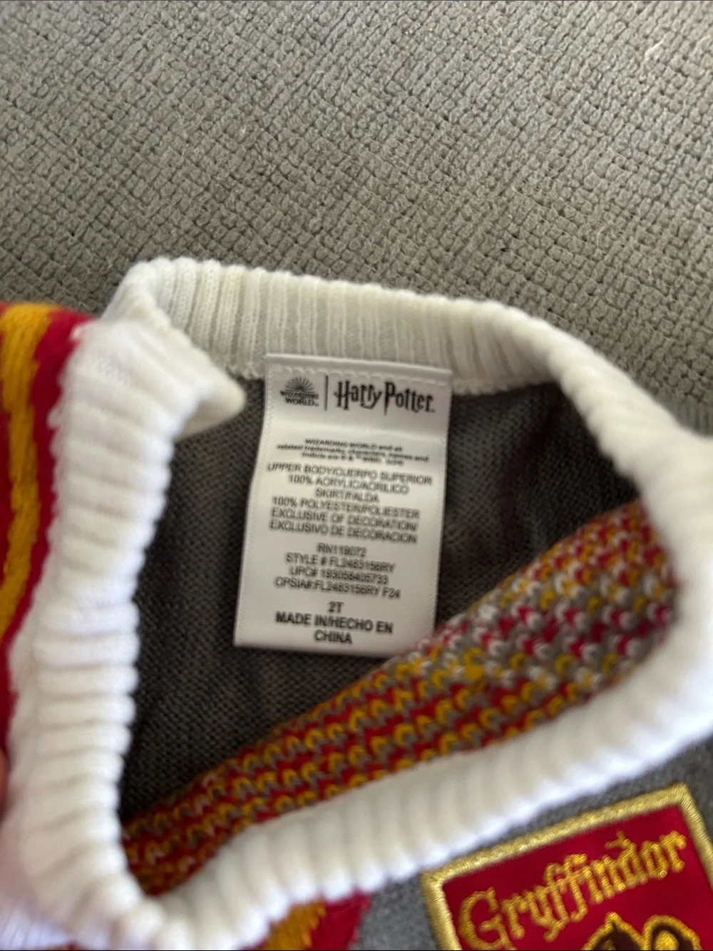 Harry Potter Gryffindor Dress Girls Size 2T Gray Knit Tulle Skirt Hogwarts